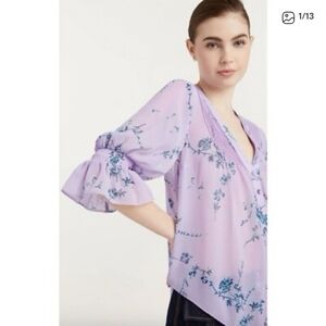 Cinq a Sept Jennings Floral Print Blouse Size Large